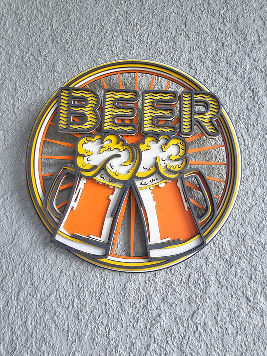 Beer sign with 2 beer mugs