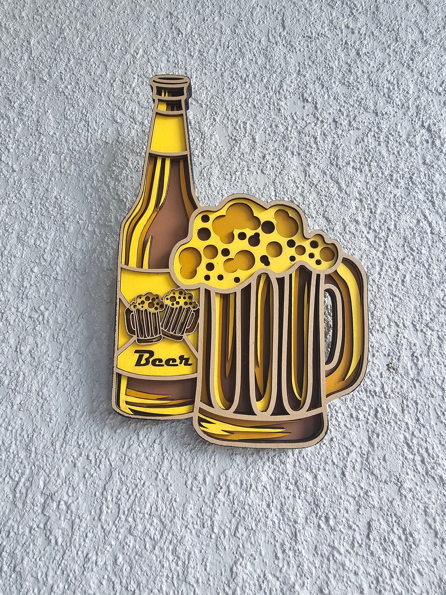 Beer sign with bottle and mug